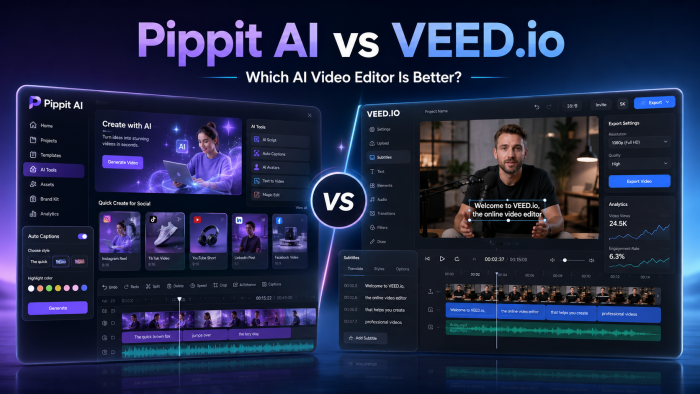 Pippit AI vs Veed.io : Which Is Better for AI Video Editing?
