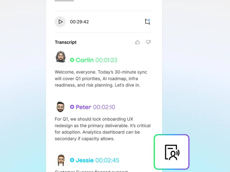 Plaud app transcript with speaker labels