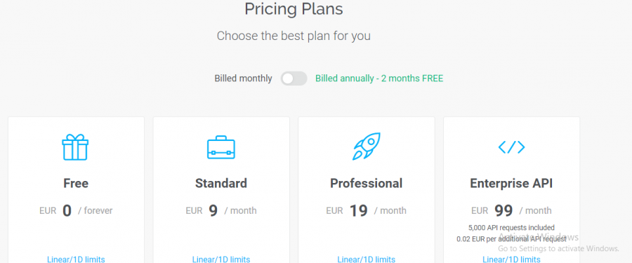 optiCutter Pricing Screenshot
