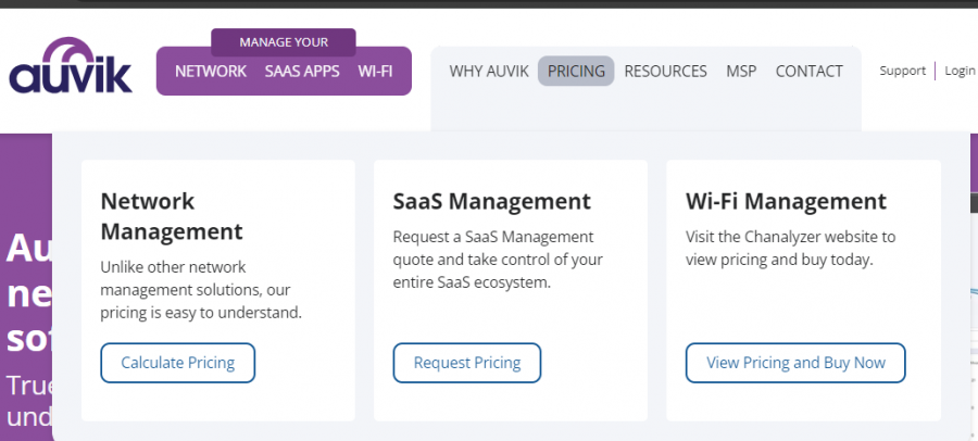 Auvik Pricing Screenshot
