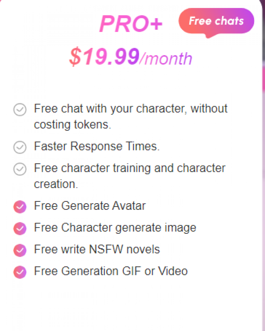 NSFW Character AI Pricing Screenshot
