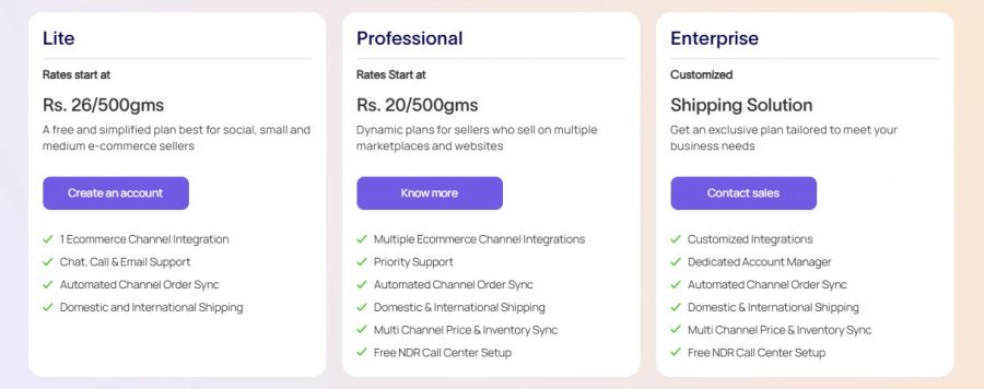ShipRocket Pricing Screenshot