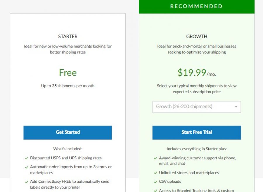 ShippingEasy Pricing Screenshot
