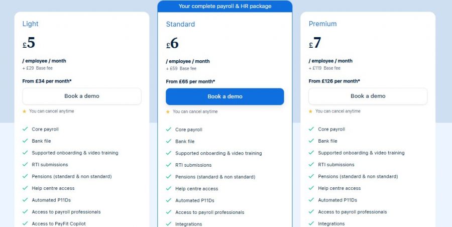PayFit Pricing Screenshot