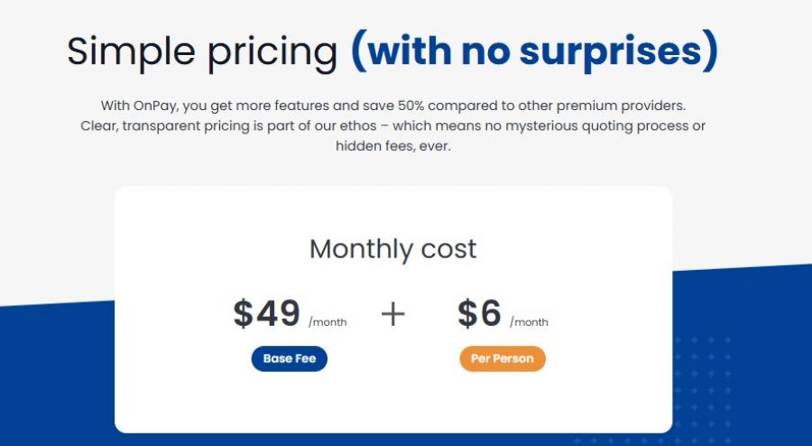 OnPay Pricing Screenshot