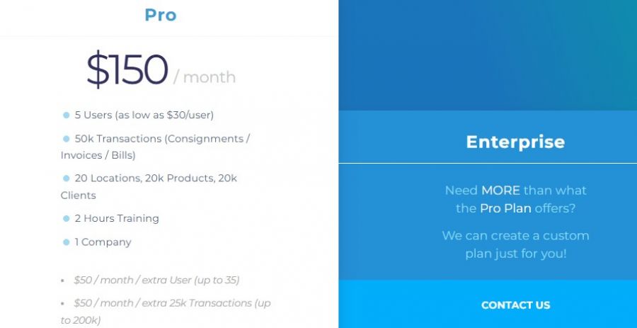 Megaventory Pricing Screenshot