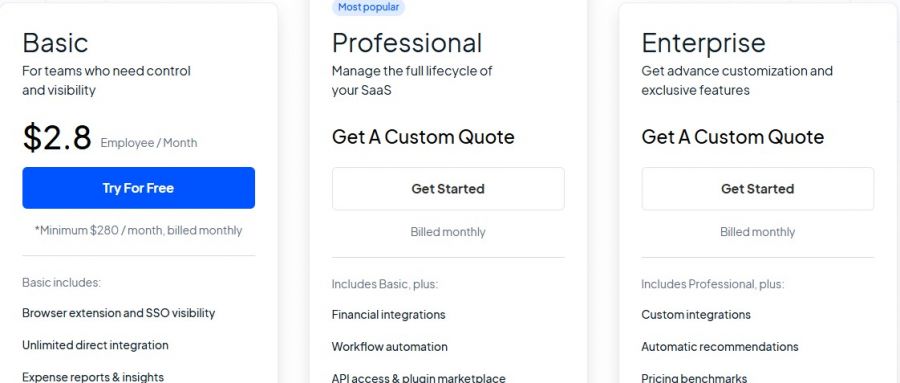 Torii Pricing Screenshot