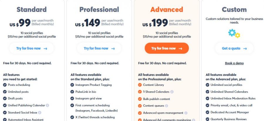 Agorapulse Pricing Screenshot