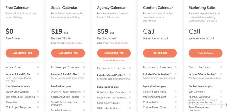 CoSChedule Pricing Screenshot