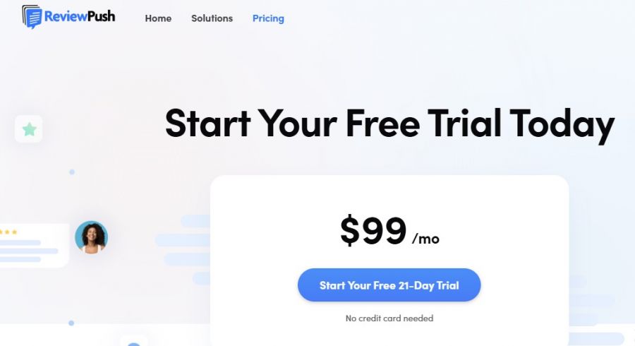 ReviewPush Pricing Screenshot