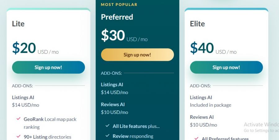 Moz Local Pricing Screenshot