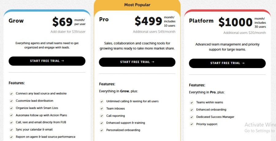 Follow Up Boss Pricing Screenshot