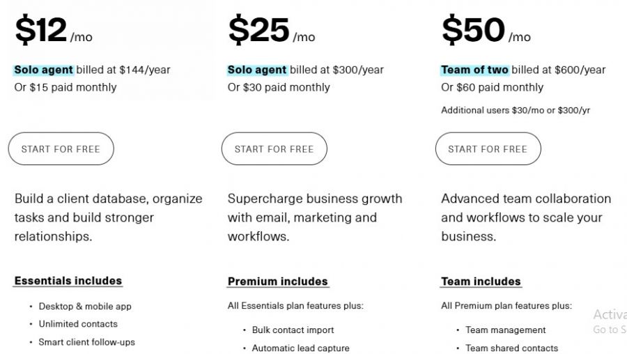 RealOffice360 Pricing Screenshot