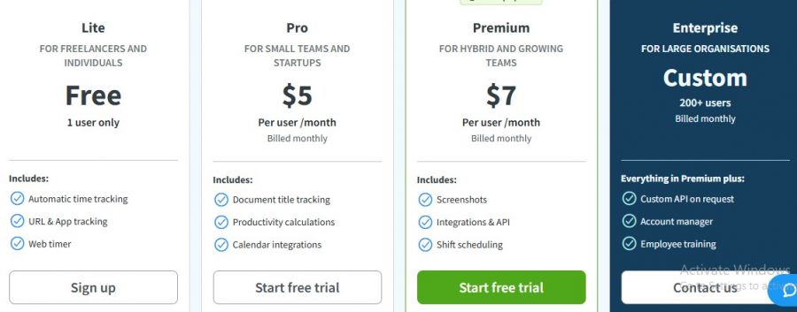 DeskTime Pricing Screenshot