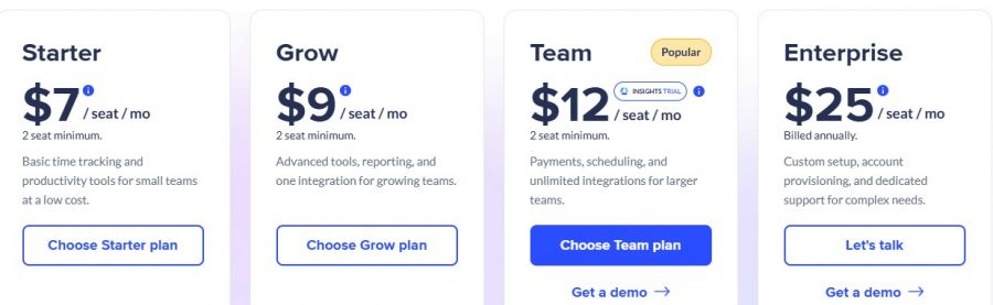 Hubstaff Pricing Screenshot