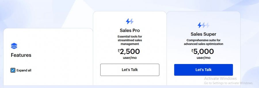 LeadSquared Pricing Screenshot