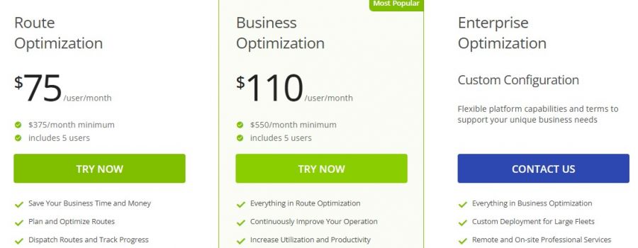 Route4Me Pricing Screenshot