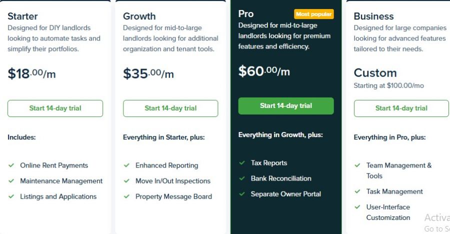 TenantCloud Pricing Screenshot