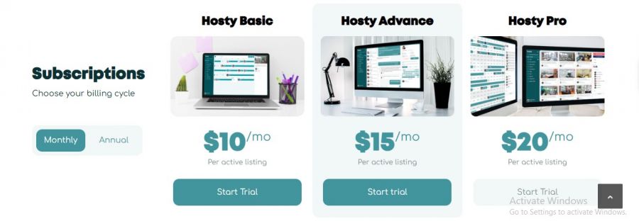 Hosty Pricing Screenshot