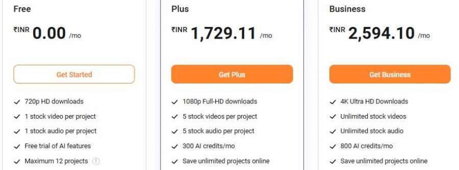 FlexClip Pricing Screenshot