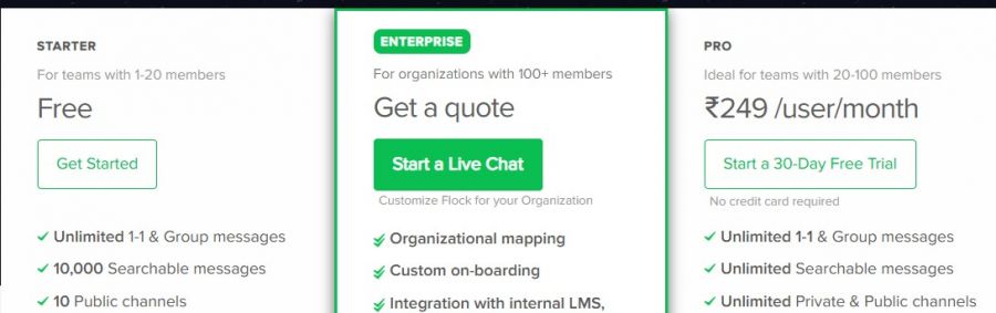 Flock Pricing Screenshot