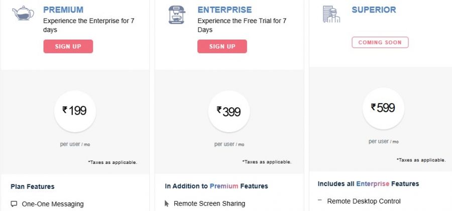 Troop Messenger Pricing Screenshot