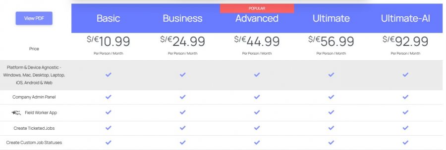 Ai Field Management Pricing Screenshot
