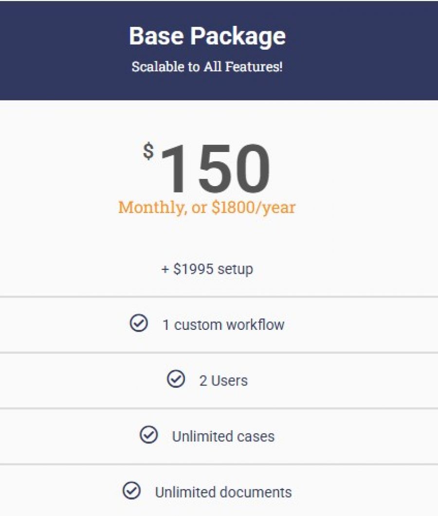 CaseFlow Pricing Screenshot