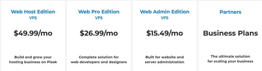 Plesk Pricing Screenshot