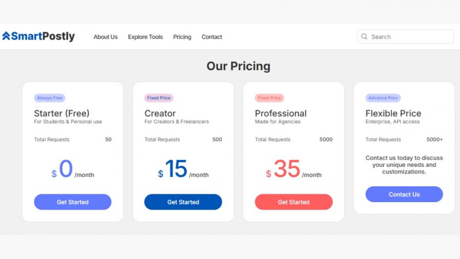 SmartPostly Pricing Screenshot