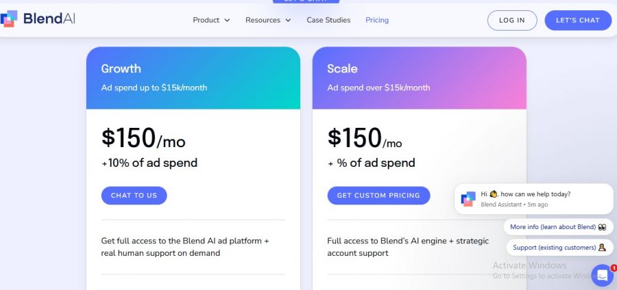 Blend Pricing Screenshot