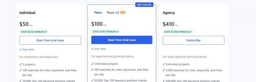 Serpstat Pricing Screenshot
