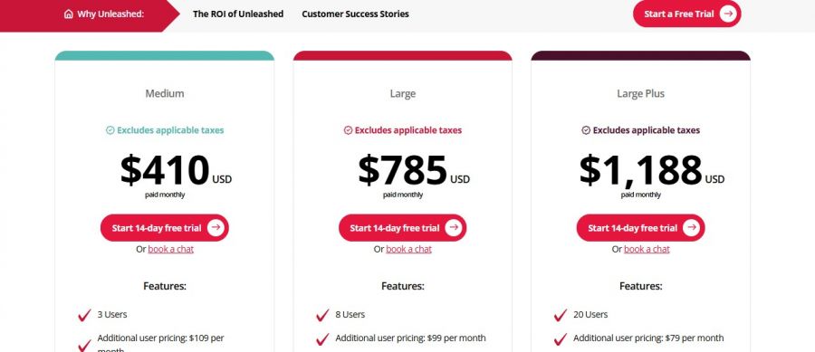 Unleashed Pricing Screenshot