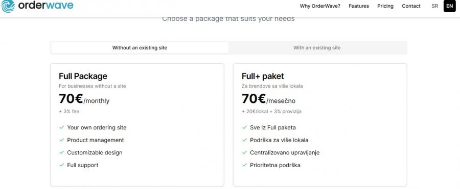 Orderwave Pricing Screenshot