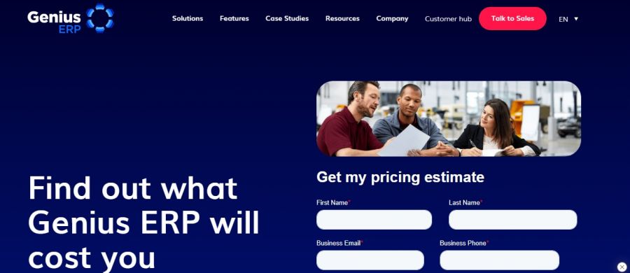 Genius ERP Pricing Screenshot