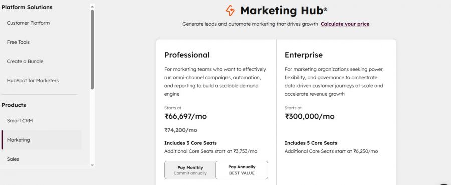 HubSpot Help Desk Pricing Screenshot