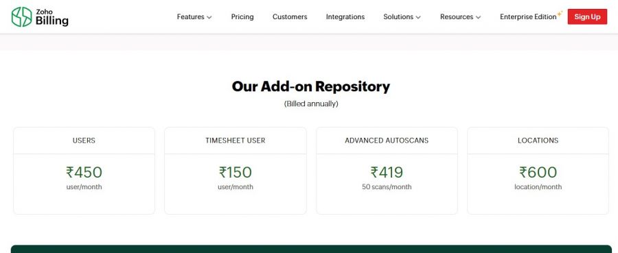 Zoho Inventory Pricing Screenshot
