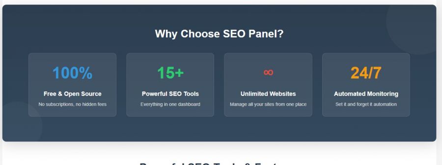 SEO Panel Pricing Screenshot