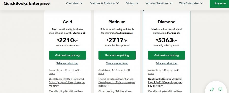QuickBooks Desktop Pro Pricing Screenshot