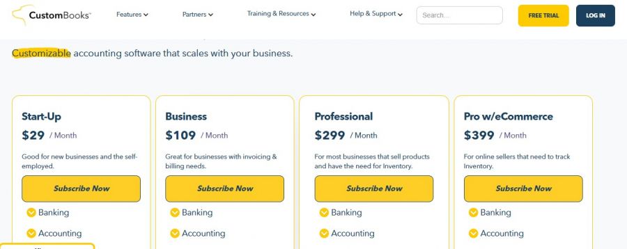 AccountingSuite Pricing Screenshot