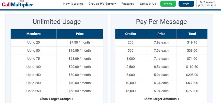 CallMultiplier Pricing Screenshot