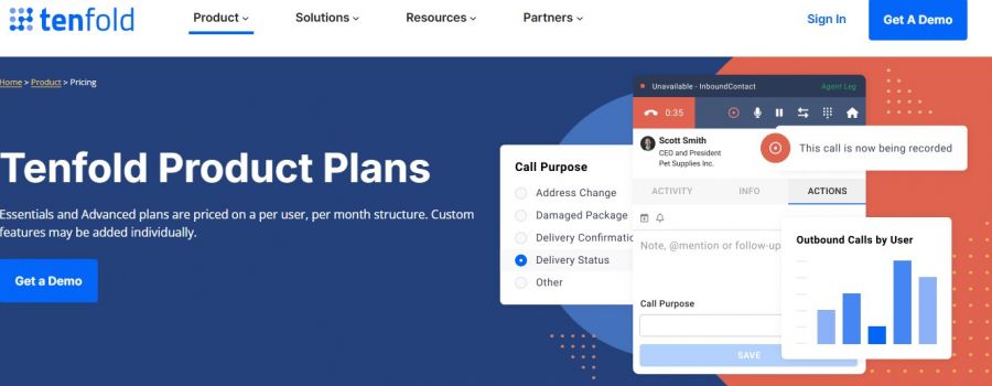 tenfold Pricing Screenshot