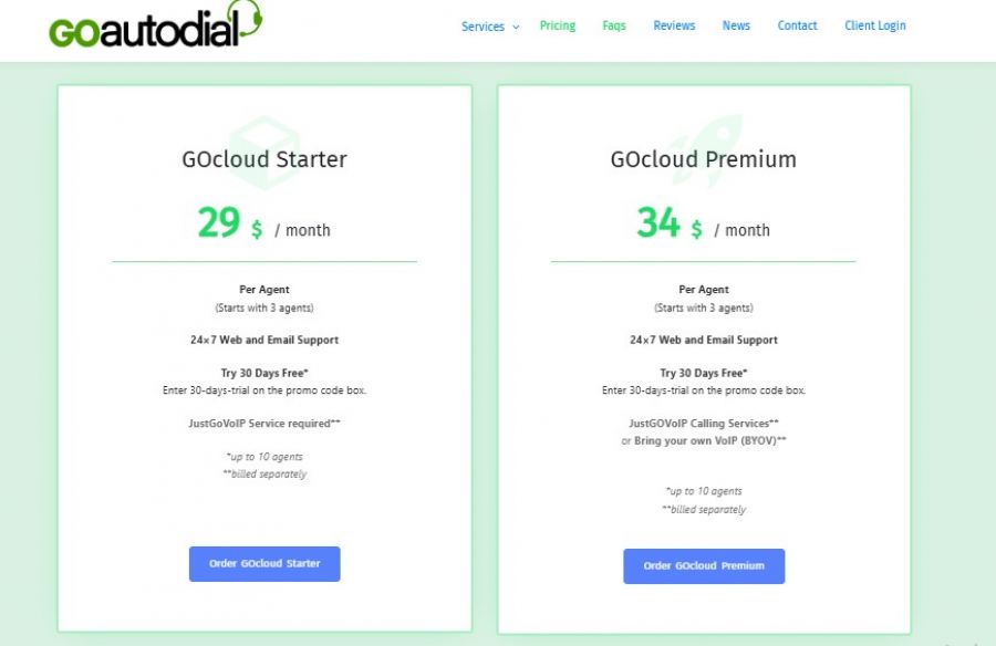 GOautodial Pricing Screenshot