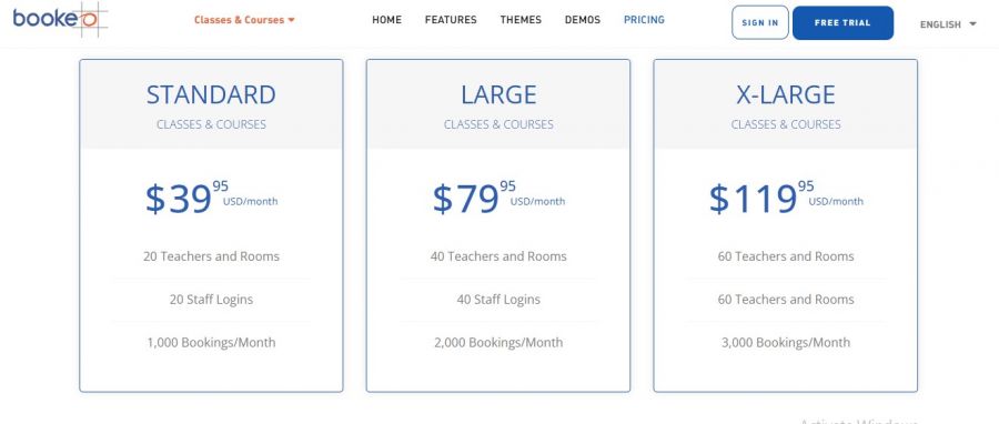 Bookeo Pricing Screenshot