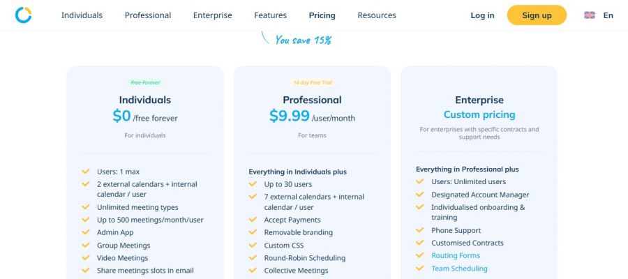 SimplyMeet.me Pricing Screenshot