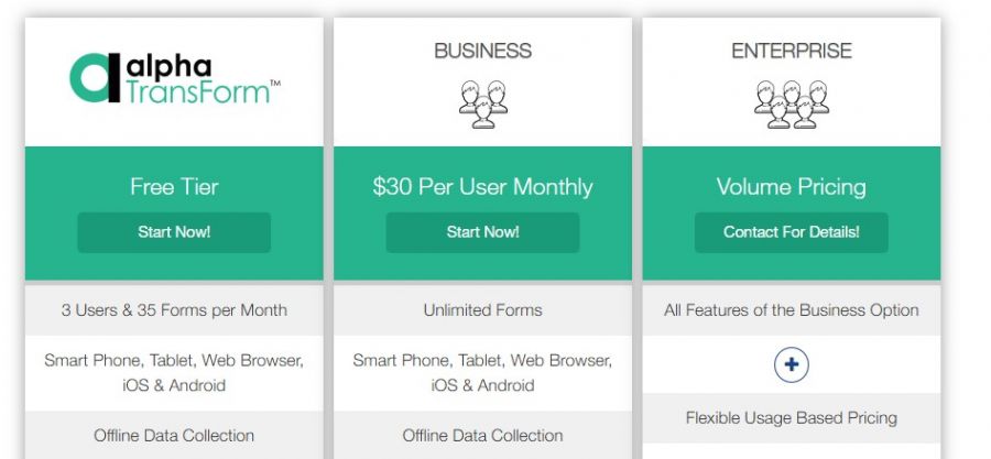 Alpha Anywhere Pricing Screenshot
