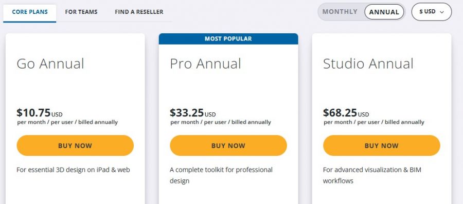 SketchUp Pricing Screenshot