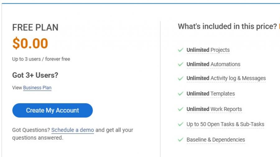 ProProfs Project Pricing Screenshot
