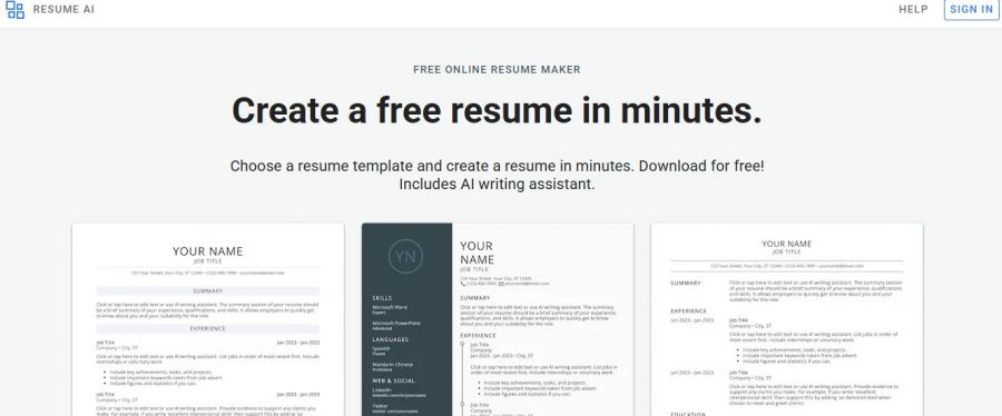 ResumeAI Pricing Screenshot