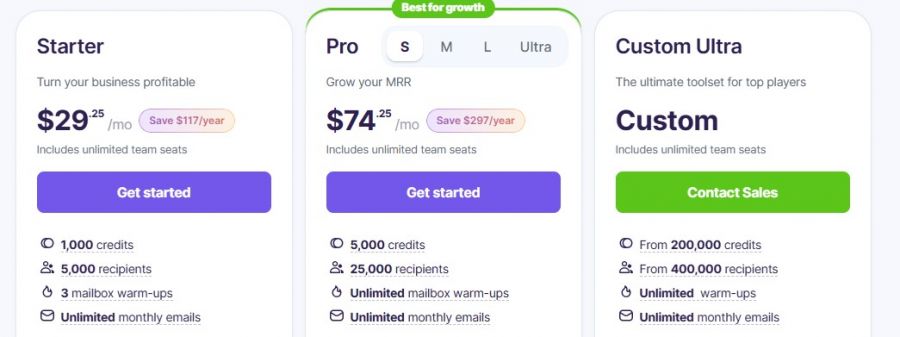 Snov.io Pricing Screenshot